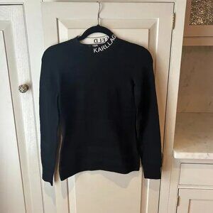 Karl Lagerfeld Stretchy Logo Black Turtleneck S